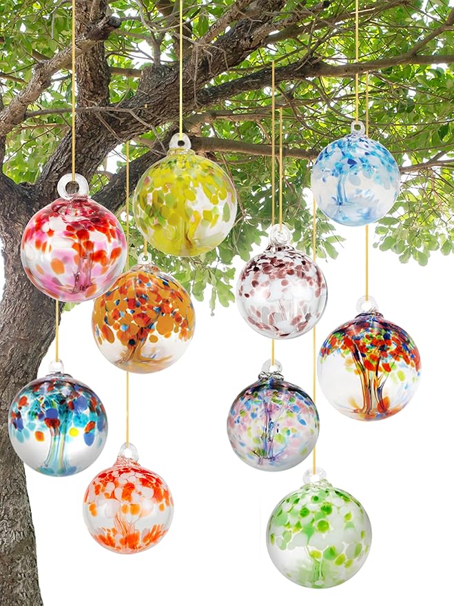 Dale Tiffany Hand Blown Glass, 4" Diameter Enchanted, Tree of Life Collection, Witch Globe Hanging Garden Indoor/Outdoor Decorative Ornament Gazing Ball