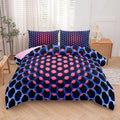 NINENINE Honeycomb Bedding Girls Comforter Set Twin Pink and Blue Bedding Geometric Stereoscopic Comforter Sets for Kids Geometrical Bed Set with 1 Comforter 1Pillowcase