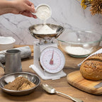 MARLIZ Small Retro Kitchen Scale 4.4Lb/2Kg with 2 Bowls White |Mechanical dial Scale| Vintage | Pesa para alimentos| bascula de cocina|Bakers Scale