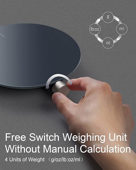 HOTO Smart Food Scale, Kitchen Scale, Food Scales Digital Weight Grams and Oz, Coffee Scale, Kitchen Scale with 0.1g High Precise Sensor, Measures in 4 Units (g/ml/oz/lb: oz)，Batteries Not Included