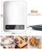 Waterproof Kitchen Food Scale, 1g/22lb, IP67, Rechargeable, Grey | Premium Stainless Steel & Tempered Glass, Clear LED Display, with 6 Units, Tare, Ideal for Cooking, Making Sourdough Bread