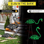 Halloween Black Flamingo Skeleton,Skeleton Flamingo Glow in The Dark, Zombie Flamingos for Spooky Graveyard Decorations, Skull Flamingo with Stakes for Halloween Lawn Ornaments, 2 Pack