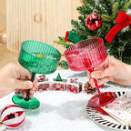 12 PCS Plastic Martini Glasses 10 oz Detachable Gold Rim Green Ribbed Coupe Glasses Vintage Christmas Martini Cocktail Glass for Bar,Margarita,Gin,Tequila, Desserts and Snacks