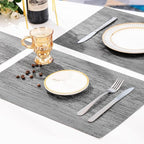 Leetaltree Grey Placemats, Heat Resistant Non-Slip Place mats for Dining Table, Washable Durable PVC Vinyl Woven Table Mats (Set of 4)
