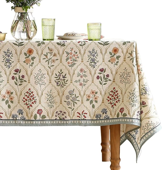 ISAENNE Designer Linen Square Tablecloth,Western Colorful Floral Indoor Table Cloth,Fall Wrinkle Resistant Decor Tablecloths for Dining Thanksgiving Kitchen Christmas,67"*67"-Serenity B