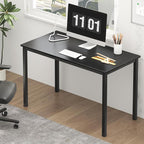 Need Small Computer Desk Writing Desk 39 3/8'' L Study Desk for Small Space Gaming Desk Sturdy and Heavy Duty Home Office Desk for Dormitory/Meeting Room AC3CB(100 * 60) Beside Table,Black/Black