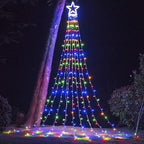 PUHONG Christmas Decoration Outdoor Star String Lights,16.4Ft Christmas Tree Toppers Lights 320 LED 8 Memory Modes with 14" Lighted Star for Halloween Christmas New Year Holiday Birthday