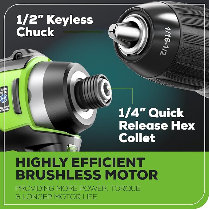 Greenworks 48V (2x24V) Electric Lawn Mower Combo Kit - 20" Mower, 12" String Trimmer, 320 CFM Blower, 1/2" Drill, 1/4" Impact Driver, 1-1/8" Reciprocating Saw - 5 Batteries, 3 Chargers, 3-Yr Warranty