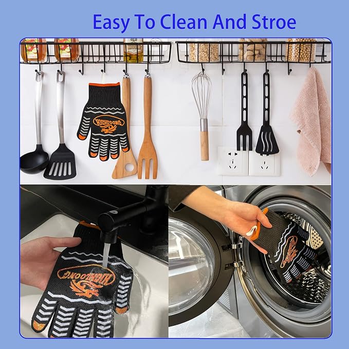 BBQ Gloves, Oven Gloves Original 2 Pack1472℉ Extreme Heat Resistant, Grilling Gloves Silicone Non-Slip Oven Mitts, Kitchen Gloves for BBQ, Grilling, Cooking, Baking