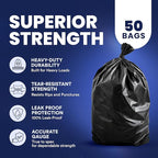 Plasticplace 55-60 Gallon Trash Bags │ 1.2 Mil │ Black Heavy Duty Garbage Can Liners │ 38” x 58” (50 Count)