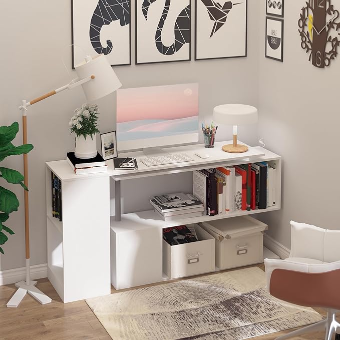 NicBex Kimberly-DW-00211-LWJ Home Office Desks, 55"x47.25"x30.75", White