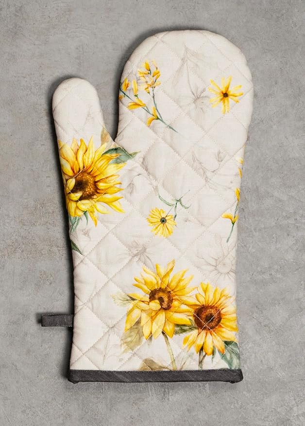 Maison d'Hermine Oven Gloves 100% Cotton Oven Mitt (7" x 13", Pack of 1) | With Loop Heat Resistant BBQ Cooking Gloves Baking Grilling Kitchen Handling Hot Pans Spring Summer - Candice