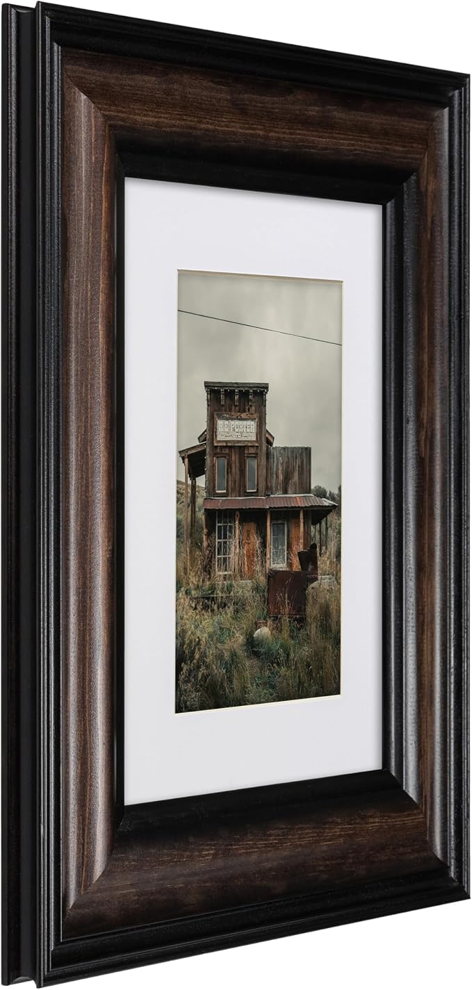 Craig Frames 16x20 Walnut Picture Frame, Matted to 11x14, 2 Inch Wood | Shatter resistant acrylic, white mat included, gallery wall decor, made in the USA