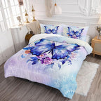 Datura home Kids Comforter Set Butterfly Printed Pattern Bedding Set with 1 Comforter and 2 Pillowcases for Girls Boys Bedroom All Season(Butterfly3 Queen)
