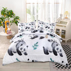 CVHOUSE Panda Bedding Set,Panda Comforter King,Cute Panda Comforter Set for Girls Kids Teens,Kawaii Panda Quilt Set with 1 Comforter and 2 Pillow Cases- 3 Piece