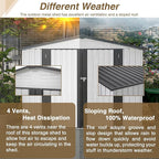 8x6 FT Outdoor Storage Shed W/ 2 Lockable Hinged Doors,Metal Shed W/Sloped Roof & 4 Air Vents,Garden Tool House W/Updated Frame Structure,for Backyard Patio Lawn,White