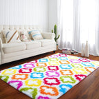 Tepook Fluffy Colorful Rug for Kids, Shaggy Soft Rainbow Area Rugs for Girls Bedroom, Indoor Modern Geometric Moroccan Rugs Plush Girls Kids Rug for Playroom Teens Room Nursery Home Decor, 4 X 6 ft
