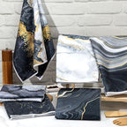 Boyiee Set of 6 Marble Kitchen Towels Gold Black Marble Tea Dish Towels 24 x 16 Inches Modern Absorbent Hand Washcloths Housewarming Gifts for Farmhouse Kitchen Bathroom Decorations