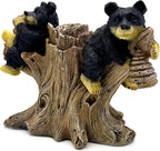 2 Black Bears on Branch Statue Figurine Sculpture Resin Collectible Gifts for Bear Lover Office Home Decor Desk Accessories Decoration Garden Figurines Outdoor Decor