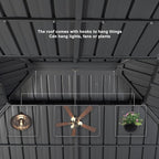 PURPLE LEAF 12' X 14' Patio Gazebo with Light Permanent Hardtop Gazebo with Metal Roof for Outdoor Lawn and Garden Grey