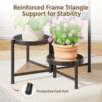 LASZOLA 5 Tiered Folding Plant Stand Indoor for Multiple Large Planter, Tall Heavy Duty Adjustable Rack with Rust Proof 10 Inch Wide Tray, Sturdy Vertical Tree Organizer for Narrow Inside Floor, Black