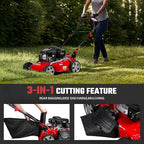 Foldable Self-Propelled Gas Lawn Mower with 131cc 4-Stroke Engine, 3-in-1(Bag/Mulch/Rear Discharge),8 Cutting Heights, Durable Steel Deck, Forced Air-Cooling System