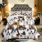 Kawaii Dog Comforter Queen Size,Dogs Comforter Set for Kids Teens Girls Boys,3Pcs Bedding Set Printed Comforter with 2 Pillowcases,Down Alternative,Soft and Lightweight，Queen Size