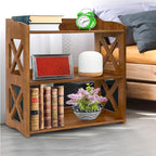 Bookcase by Natural Wood, 3 Tier Bookshelf, Small Book Shelves Freestanding Display Storage Shelves. Open Bookshelf for Bedroom, Living Room and Office (Brown, 3 Tier)