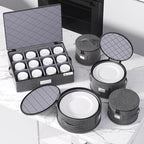 China Storage Containers Hard Shell Box for Moving Dishes, Plate, Wine and Glasses, Dinnerware, Mugs, Saucers Quilted Organizer Dividers for Packing Fine China Storage Containers 5Piece Grey
