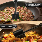 CUNSENR Premium Meat Chopper - 5 Curve Blade Ground Beef Smasher Tool - Heat-Resistant Nylon Meat Masher for Ground Beef, Hamburger, Potatoes - Non-Stick Ground Meat Chopper for Easy Mixing - Black
