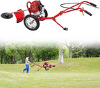 49cc 2-Stroke Gas Lawn Mower, 2-in-1 High Speed Brush Lawn Mower, 1.8kw Walk Behind Weed Trimmer with Single-Cylinder Air-Cooled System, 6500-7000 RPM, Hand Start, Weeding Baffle