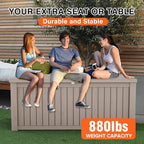 180 Gallon Outdoor Storage Box Waterproof Lockable Resin Deck Box Large, Patio Storage Bin for Pool Accessories Cushion Furniture, Garden Tools, UV-Resistant Outside Delivery Grey