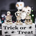 Newman House Studio Halloween Skeleton Decor - Realistic Meditating Skeleton Statues, Set of 3, 2*1.5*3.75 in Resin Indoor Zen Skull Decor