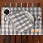 Urban Villa Two Tone Placemat Cotton Tablemat 14x20 (Set of 6) Grey/Wht