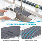 SpaceHacks Stone Faucet Mat for Kitchen Sink - Fast Drying Diatomite Stone Drying Mat, Textured Drainage Sink Protector, Water Splash Guard with Base Pads for Bathroom Counter (15.7x4 in, Dark Gray)