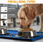 Hubulk Dog Feeding Mat,100% Waterproof Food Grade Silicone Pet Food and Water Bowl Placemat,Dishwasher, High Raised Edge to Prevent Spills,Nonslip Tray to Stop Messes on Floor (19"x12"x0.5", Navy)