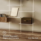 Acrylic Bookshelf, Wall Mounted, 5-Tier Clear Ladder Bookshelf with 14 Open Shelves, Multipurpose Bookcase for Living Room, Bathroom, Office, Modern, 9.5" D x 43.5" W x 72.8" H