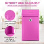 Yaocom Metal Money Box,Rose Red,10.24 x 5.71 x 2.95 Inch,No Lid | Wall Mounted Drop Donation Cash Box for Farm Stand Collection Safe Suggestion Box with Lock Container for Home Office Outdoor