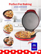Betty Crocker Pizza Maker Plus,12" Indoor Electric Grill,Nonstick Griddle Pan for Pizzas,Quesadillas,Tortillas,Nachos and more,12" Electric Griddle for Delicious Meals and Snacks,Red,(Pack of 2)