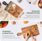 Acacia Wood Serving Board with Handle, 15" x 7.9" Dual-Sided Resin Art Tray for Display & Prep, Handcrafted Cutting Board, Includes Stand & Loofah, Christmas Housewarming Gift (Rectangular)