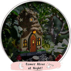 WILD PIXY Fairy Garden House - Glow in The Dark Fairy Cottage with Opening Door and Solar LED Light, Beautiful Miniature Garden Decoration for Indoor or Outdoor Fairy Gardens - 7.1" Fairy House