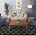 Chicrug Shag Geometric 6x9 Area Rug for Living Room, Large Modern Memory Foam Indoor Carpet, Fluffy Rug for Bedroom Bedside Room Decor for Family Girls Kids Nursery, Black/White