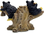 2 Black Bears on Branch Statue Figurine Sculpture Resin Collectible Gifts for Bear Lover Office Home Decor Desk Accessories Decoration Garden Figurines Outdoor Decor