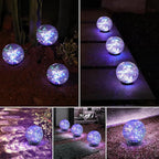 Solar Globe Lights Outdoor Waterproof-Solar Balls-Solar Garden Lights-Orbs for Outside 2 Pack Cracked Glass Ball for Lawn Patio Yard Backyard Decorations