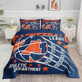 Datura home Basketball Comforter Sets for Boys Kids,Orange Blue Theme Basketball Championship American Style,Duvet 3Pcs in Quilt Sets with 1 Comforter and 2 Pillowcases(Orange Queen)