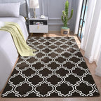 Chicrug Shag Geometric 7x10 Area Rug for Living Room, Large Modern Memory Foam Indoor Carpet, Fluffy Rug for Bedroom Bedside Room Decor for Family Girls Kids Nursery, Brown/White