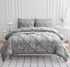 LANE LINEN Bedding Comforter Set for Split King Mattress, Soft 8 Piece Split King Bed in a Bag with 1 King Comforter, 1 King Size Flat Sheet, 2 Twin XL Fitted Sheets, 2 Pillowcases & 2 Shams - Silver