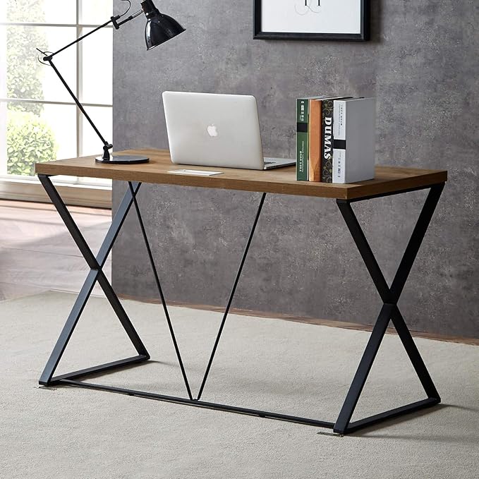 Computer Desk 47 in, Home Office Writing Desk, Modern Simple Style Wood Table, Brown