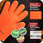 KITCHEN PERFECTION XL Silicone Smoker BBQ Gloves -Heat Resistant Oven Mitts | Waterproof, 5-Finger Design For A Better Grip, for Pitmasters, Meat Smoking, Grilling, Cooking, Frying Turkey | Grill Gift