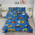 Axolotl Blue Excavator Bedding Full,3Pcs Boys Construction Comforter Set,Cartoon Machinery Truck Bedding Set for Boys Kids Children Teens Bedroom Decor Cars Quilt Set with 1 Comforter 2 Pillowcase